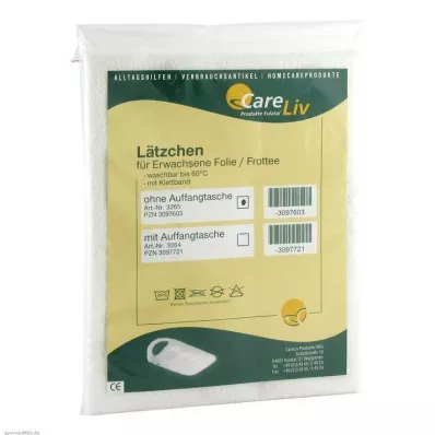 LÄTZCHEN Erw.Folie/Frottee hvid med velcrobånd, 1 stk