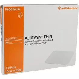 ALLEVYN Tynd 10x10 cm tynd sårbandage, 5 stk