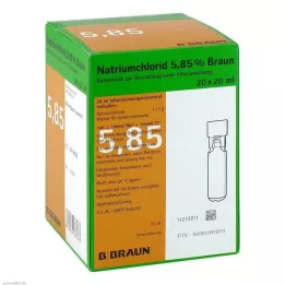NATRIUMCHLORID 5,85% brun MPC Infusionsopløsning, 20X20 ml