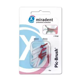 MIRADENT Interd.Pic-Brush udskiftningspensel x-large bordeaux, 6 stk