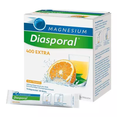 MAGNESIUM DIASPORAL 400 Ekstra drikkegranulat, 20 stk MAGNESIUM DIASPORAL 400 Ekstra drikkegranulat, 20 stk
