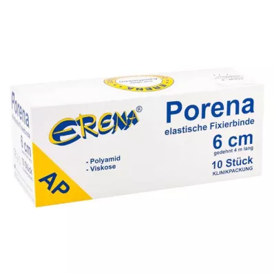 Porena elastisk gazebandage 6cm uden cello hvid, 10 stk