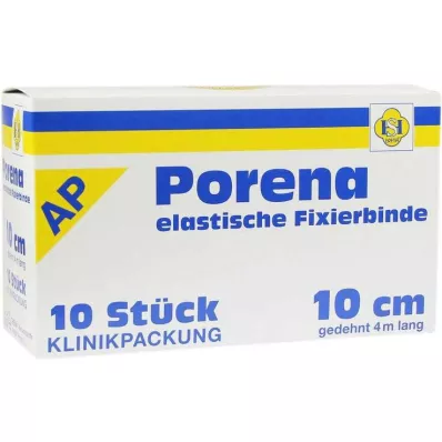 PORENA Elastisk gazebind 10 cm hvid uden cello, 10 stk