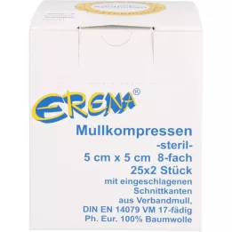 ERENA Gazekompres 5x5 cm sterilt 8-fold, 25X2 stk