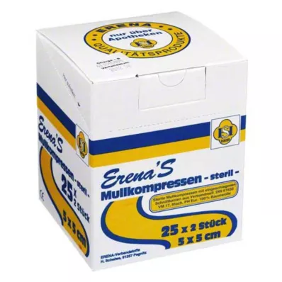 ERENA Gazekompres 5x5 cm sterilt 8-fold, 25X2 stk