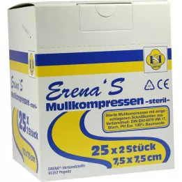 ERENA Comprese de tifon 7,5x7,5 cm sterile 8x, 25X2 buc