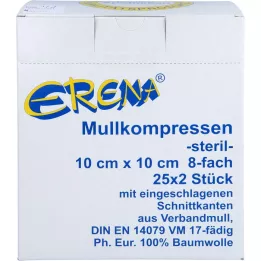 ERENA Gazekompres 10x10 cm sterilt 8-fold, 25X2 stk