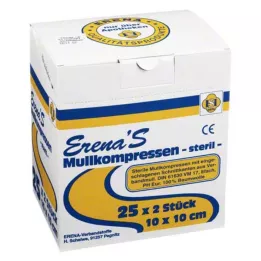 ERENA Gazekompres 10x10 cm sterilt 8-fold, 25X2 stk