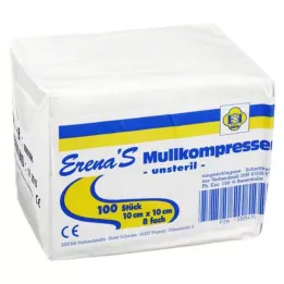 ERENA Compresă de tifon 10x10 cm nesterilă cu 8 pliuri, 100 buc