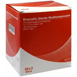 DRACOFIX PEEL Kompresser 7,5x7,5 cm sterile 8-fold, 25X2 stk