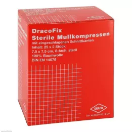DRACOFIX PEEL Kompresser 7,5x7,5 cm sterile 8-fold, 25X2 stk