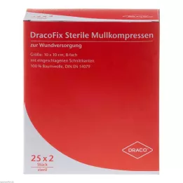DRACOFIX PEEL Kompresser 10x10 cm sterile 8-fold, 25X2 stk