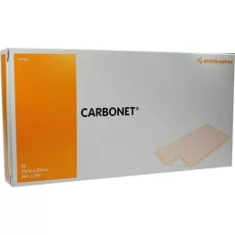 CARBONET 10x20 cm lugtfri sårbandage med aktivt kul, 10 stk