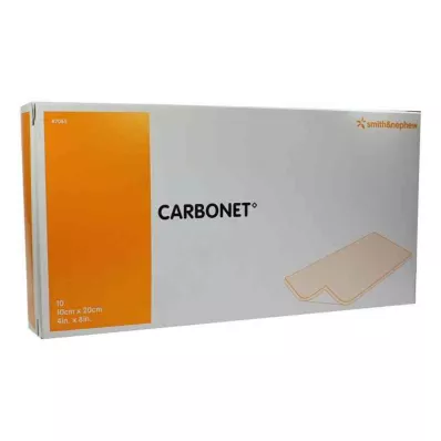 CARBONET 10x20 cm lugtfri sårbandage med aktivt kul, 10 stk