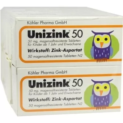 UNIZINK 50 enterotabletter, 10X50 stk