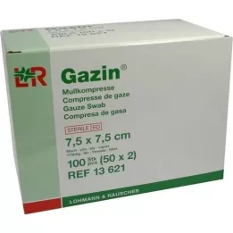 GAZIN Gaze komp. 7,5x7,5 cm steril 8-fold, 50X2 stk