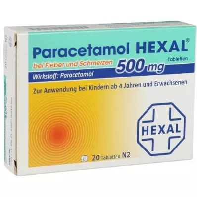 PARACETAMOL 500 mg HEXAL mod feber og smerter Tabletter, 20 stk