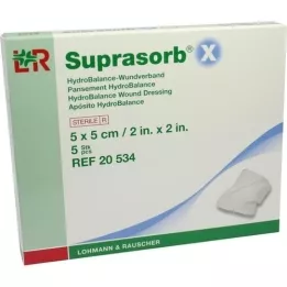 SUPRASORB X HydroBalance Sårbandage 5x5 cm, 5 stk