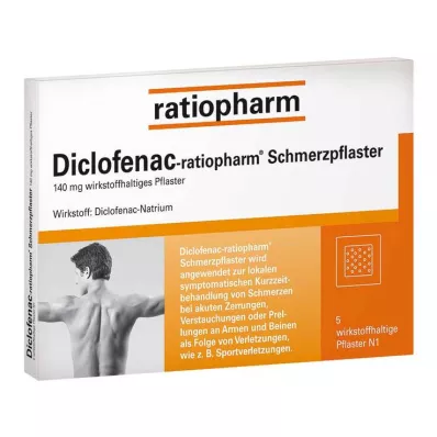 DICLOFENAC-ratiopharm smerteplastre, 5 stk DICLOFENAC-ratiopharm smerteplastre, 5 stk