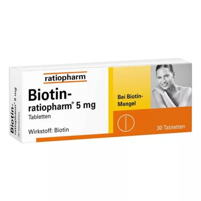 BIOTIN-RATIOPHARM 5 mg tabletter, 30 stk BIOTIN-RATIOPHARM 5 mg tabletter, 30 stk