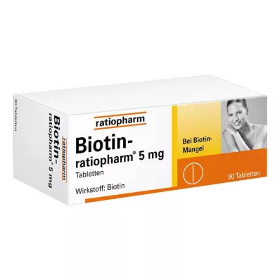 BIOTIN-RATIOPHARM 5 mg tabletter, 90 stk BIOTIN-RATIOPHARM 5 mg tabletter, 90 stk