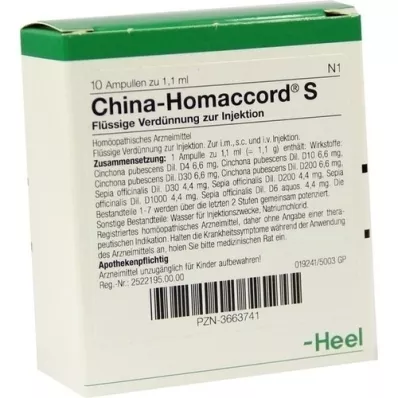 CHINA HOMACCORD S Ampuller, 10 stk