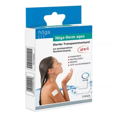 HÖGA-DERM aqua ste.transp.bandage.med.såråbning.5x7 cm, 5 stk