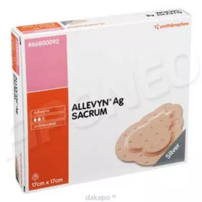 ALLEVYN Ag Sacrum 17x17 cm sårforbinding, 10 stk