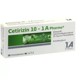 CETIRIZIN 10-1A Pharma filmovertrukne tabletter, 20 stk