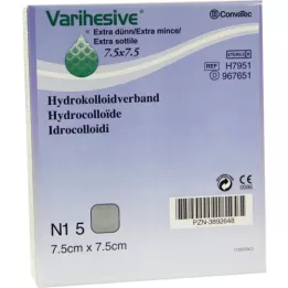 VARIHESIVE ekstra tynd 7,5x7,5 cm HKV hydroaktiv, 5 stk