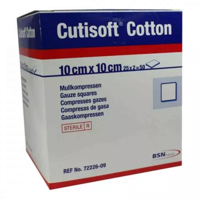 CUTISOFT Bomuldskompr.10x10 cm ster.12 fold, 25X2 stk