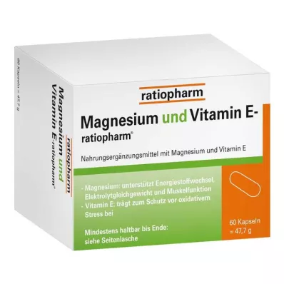 Magnesium og vitamin E ratiopharm, 60 stk