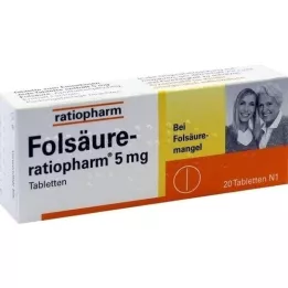 FOLSÄURE-RATIOPHARM 5 mg tabletter, 20 stk