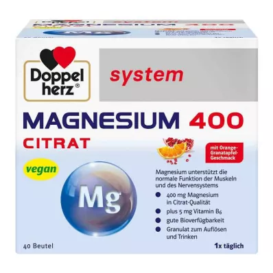 DOPPELHERZ Magnesium 400 citrat systemgranulat, 40 stk DOPPELHERZ Magnesium 400 citrat systemgranulat, 40 stk