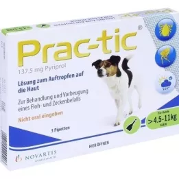 PRAC tic til små hunde 4,5-11 kg enkeltdosis pip., 3 stk