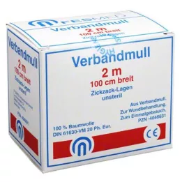 VERBANDMULL 2x1 m zigzag BW 20/100 usteril, 1 stk