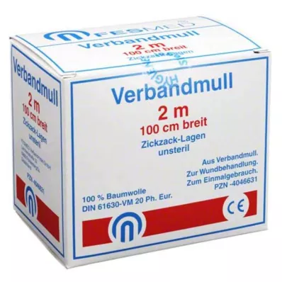 VERBANDMULL 2x1 m zigzag BW 20/100 usteril, 1 stk