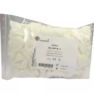 MULLTUPFER FES-TUPF No.9 usteril 1lag.9x9 cm, 300 stk