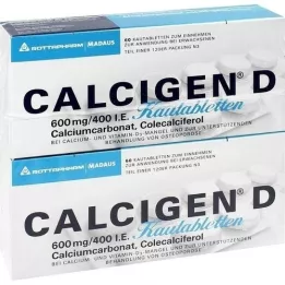 CALCIGEN D 600 mg/400 I.E. tyggetabletter, 120 kapsler