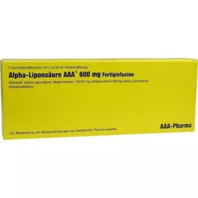 ALPHA LIPONSÄURE AAA 600 mg injektionshætteglas, 5X50 ml