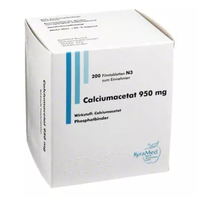 CALCIUMACETAT 950 mg filmovertrukne tabletter, 200 stk