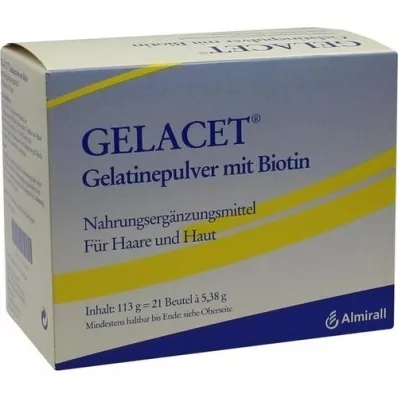 GELACET Gelatinepulver med biotin i en pose, 21 stk