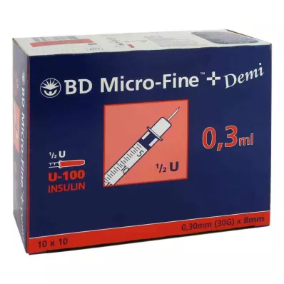 BD MICRO-FINE+ Insulinspr.0,3 ml U100 0,3x8 mm, 100 stk