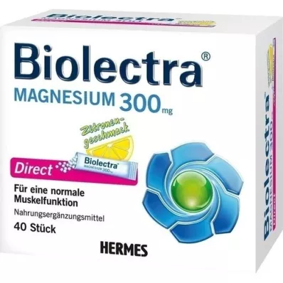 BIOLECTRA Magnesium 300 mg Direct Lemon Sticks, 40 stk