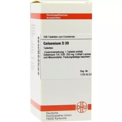 GELSEMIUM D 30 tabletter, 200 kapsler