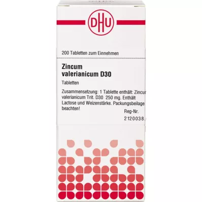 ZINCUM VALERIANICUM D 30 tabletter, 200 kapsler
