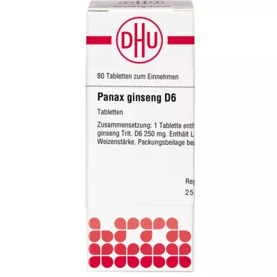 PANAX GINSENG D 6 tabletter, 80 kapsler