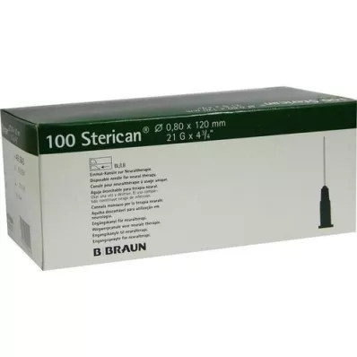 STERICAN Kanyler 21 Gx4 4/5 0,8x120 mm, 100 stk