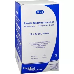 MULLKOMPRESSEN 10x20 cm steril 8 fold, 25X2 stk