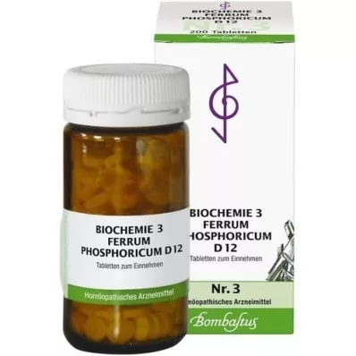 BIOCHEMIE 3 Ferrum phosphoricum D 12 tabletter, 200 kapsler